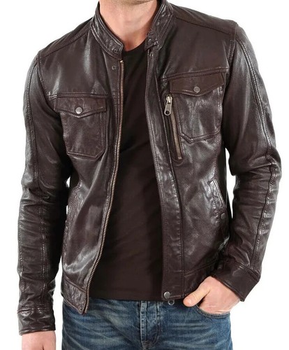 Giacca pelle uomo slim fit