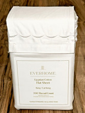 Everhome Lenzuolo Piatto Cotone Egiziano King - California King Bianco Brillante Capesante
