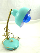 VINTAGE VECCHIA ABATJOUR LAMPADA DA TAVOLO DESIGN ITALIANO 1950 1960 AZZURRA