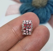 Charm Pandora Originale Scoppio d'Amore Clip Rosa Rosso Smaltato Cuori 💕 S925 ALE 