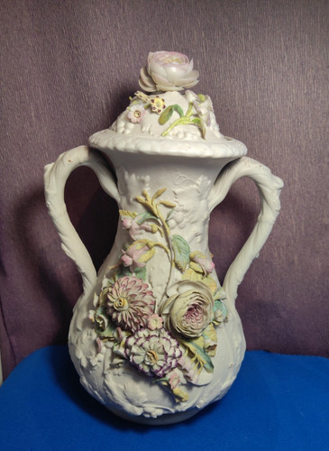 Large bisque flower encrusted - flower,