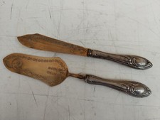 ANTICA COPPIA DI POSATE DA SERVIZIO PER DOLCE PALETTA + COLTELLO ARGENTO TIT 800
