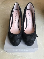 Decollete Nere Cafè Noir 35 Con Paillettes Tacco 8 Cm