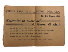 Volantino Santino-holy card Chiesa Par. S. GIACOMO SELL’ORIO Venezia S.Cuore Ges
