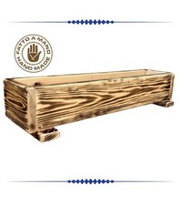 FIORIERA IN LEGNO REALIZZATA A MANO CON FINITURA SCURITA A FIAMMA 53X13X11CM