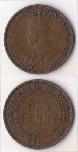 Australia penny 1916 i - australia.,
