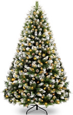 Albero Di Natale Artificiale 180 Cm Con Neve E 300 LED, 856 Punte E Supporto in 