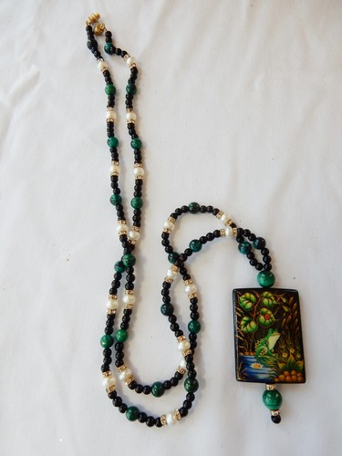 Collana perle malachite - di,