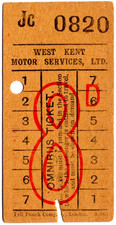 Bus ticket:  West Kent Motor Services, 8d