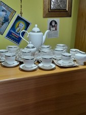 SERVIZIO DA CAFFÈ 27 PEZZI IN PORCELLANA E PLATINO NUOVO