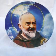 Piatto  PADRE PIO 20 cm in ceramica con supporto San Pio  padre pio