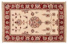 Tappeto Chobi Ziegler 80x120 Annodato A Mano Beige Floreale Orientale UNIKAT