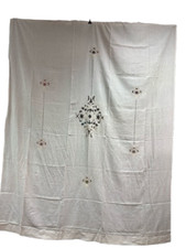 Tenda in Puro Lino con Ricamo ed Intaglio a Mano Beige cm 210x300cm Interno