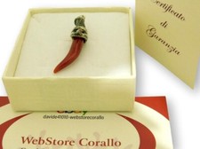 Ciondolo Corallo in portafortuna Corno Uomo Pendente di Argento 925 e Pulcinella