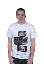 WeSC We Are The Superlative Conspiracy Bianco Uomo Television TV Noise Maglia NW