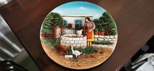 Ceramic Relief Plate, 3D, Embossed, Decorative Farmyard Scene, Ready to Hang
