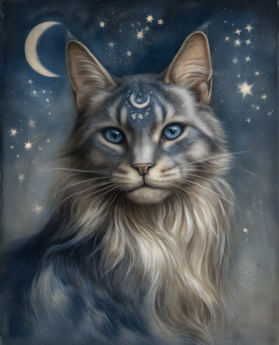 Gatto pelo lungo - a, argento
