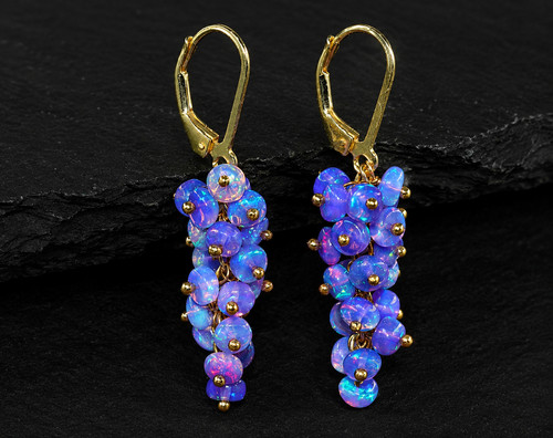 Orecchini grappolo opale blu - orecchini,