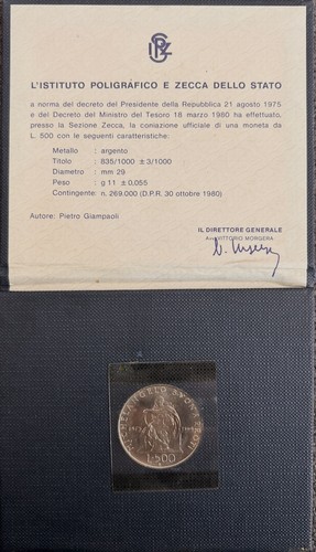 500 lire 1975 - 1975, michelangelo
