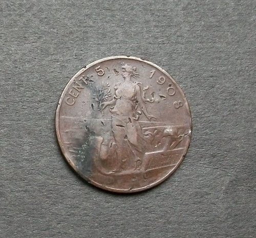 Rara centesimi 1908 donna - 5,