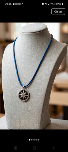 Collana cordino blu unisex con