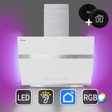 Cappa aspirante 60cm Cappa Cucina Inclinata acciaio inossidabile bianco WiFi