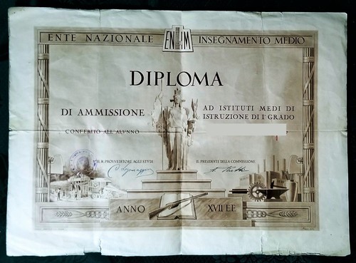 Diploma ventennio fascista - diploma,
