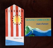 ??? CARTOLINA con DEPLIANT ILLUSTRATIVO LIGNANO SABBIADORO PINETA  anni '60