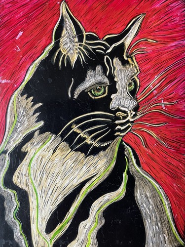 Quadro gatto tiragraffi - gatto, su