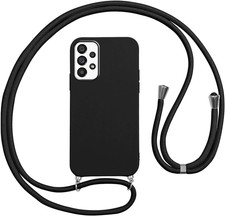 Custodia per Samsung Galaxy A52S 5G/A52 4G/5G Cover Con Cordino,Nero Silicone An