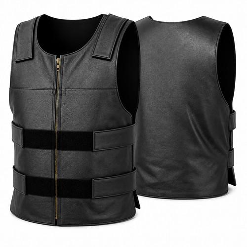 Gilet moto pelle stile - in,