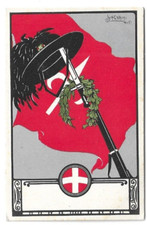 CARTOLINA MILITARE ,BERSAGLIERI A TRIESTE - ILLUSTRATORE BIGNAMI - WW1