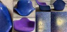 1 SEDIA HERMAN MILLER EAMES BLU FIBRA DI VETRO GUSCIO VIOLA ALEXANDER GIRARD TESSUTO