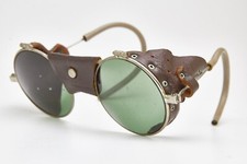 1980s vintage round sunglasses JULBO leather eyeglasses burning man goggles