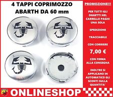 TAPPI COPRIMOZZO ABARTH CROMO DIAMETRO 60 mm BORCHIE CERCHI IN LEGA 4 pezzi