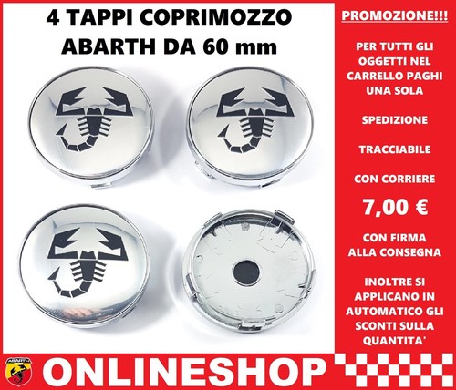 Tappi coprimozzo abarth cromo - tappi,