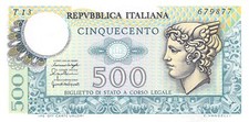 Banconota Italia 500 Lire D
