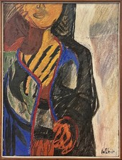 ANSELMI ANSELMO (Addis Abeba, 1941) MEZZA FIGURA tecnica mista su tela (sabbia, 