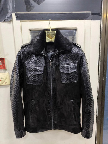 Cappotto uomo nero pitone