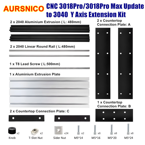 Kit prolunga asse cnc 3018 - prolunga,