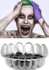 Costume Halloween Joker Squadra Suicide Oro Bianco 18K Argento Denti Grillz Set