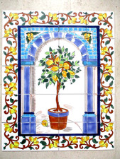 Pannello murale parete mosaico arte piastrelle ceramica 24" x 30" floreale albero di limone BACKSPLAH  