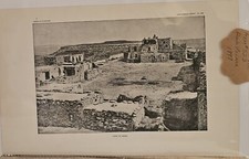 Stampa antica di retro di casa Oraibi fila da Bureau of Ethnology 1887, 9x12