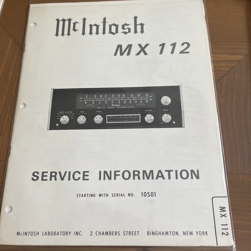 Mcintosh 112 manuale - mcintosh,