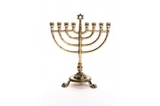 Candelabro Ebraico Hannukkah Chanukkiak ottone lucido nove bracci