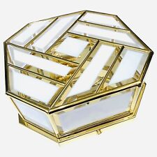 ? XL grande applique lampada da Muro Vintage in ottone vetro Hollywood Regency