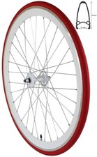 Ruota anteriore REDONDO 28 pollici singlespeed fixie cerchio bianco rosso + pneumatici