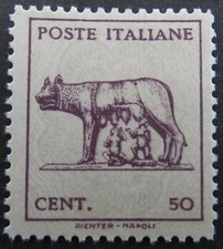 Italia Luogotenenza 1944 Unwmk Romolo Remo e Lupo 50c MNG 14485