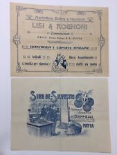 Antiche ricevute, Pavia 1912. Cappellaio e Manifatture Biancheria. Lotto di 2