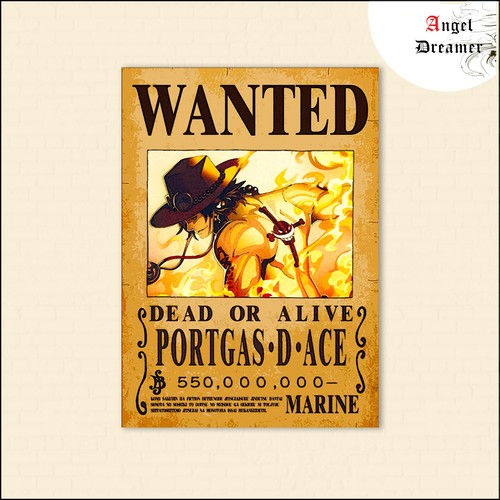 Poster one piece wanted ace - wanted,
